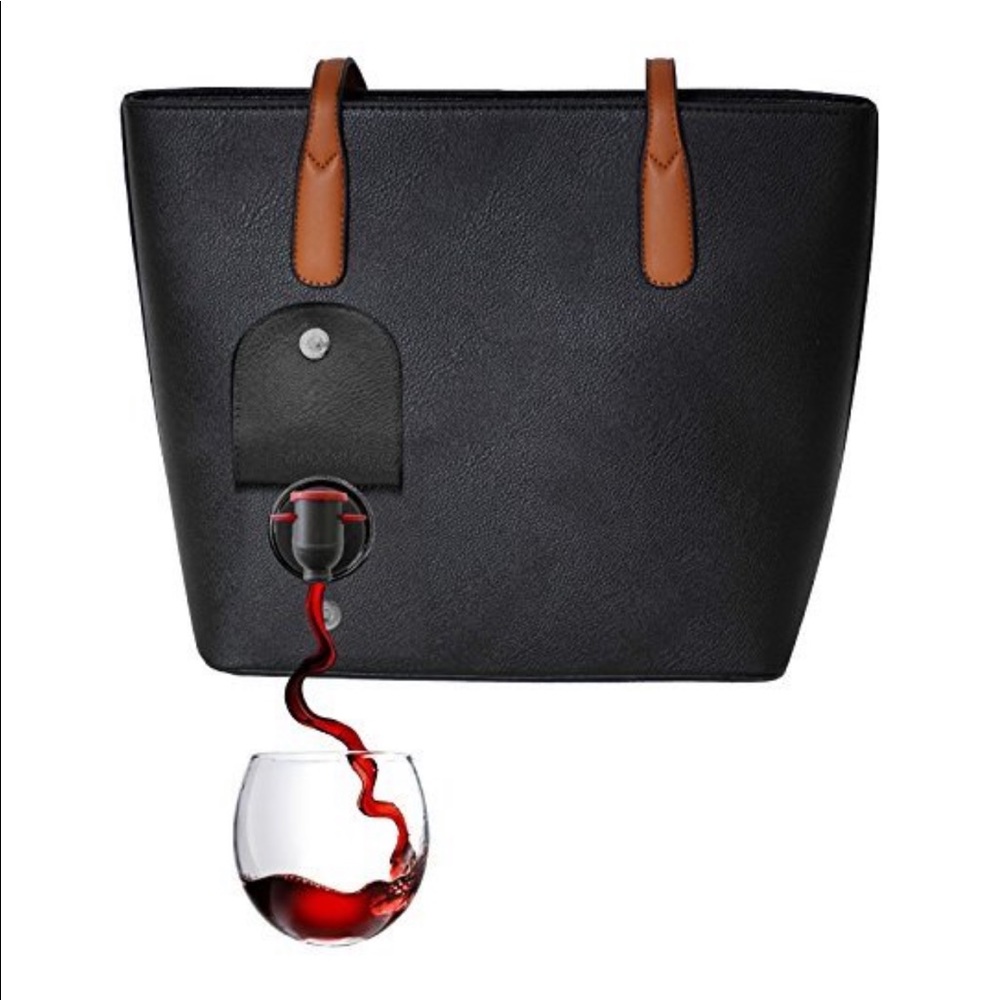Bella Vita Black Tote with Tan Handles